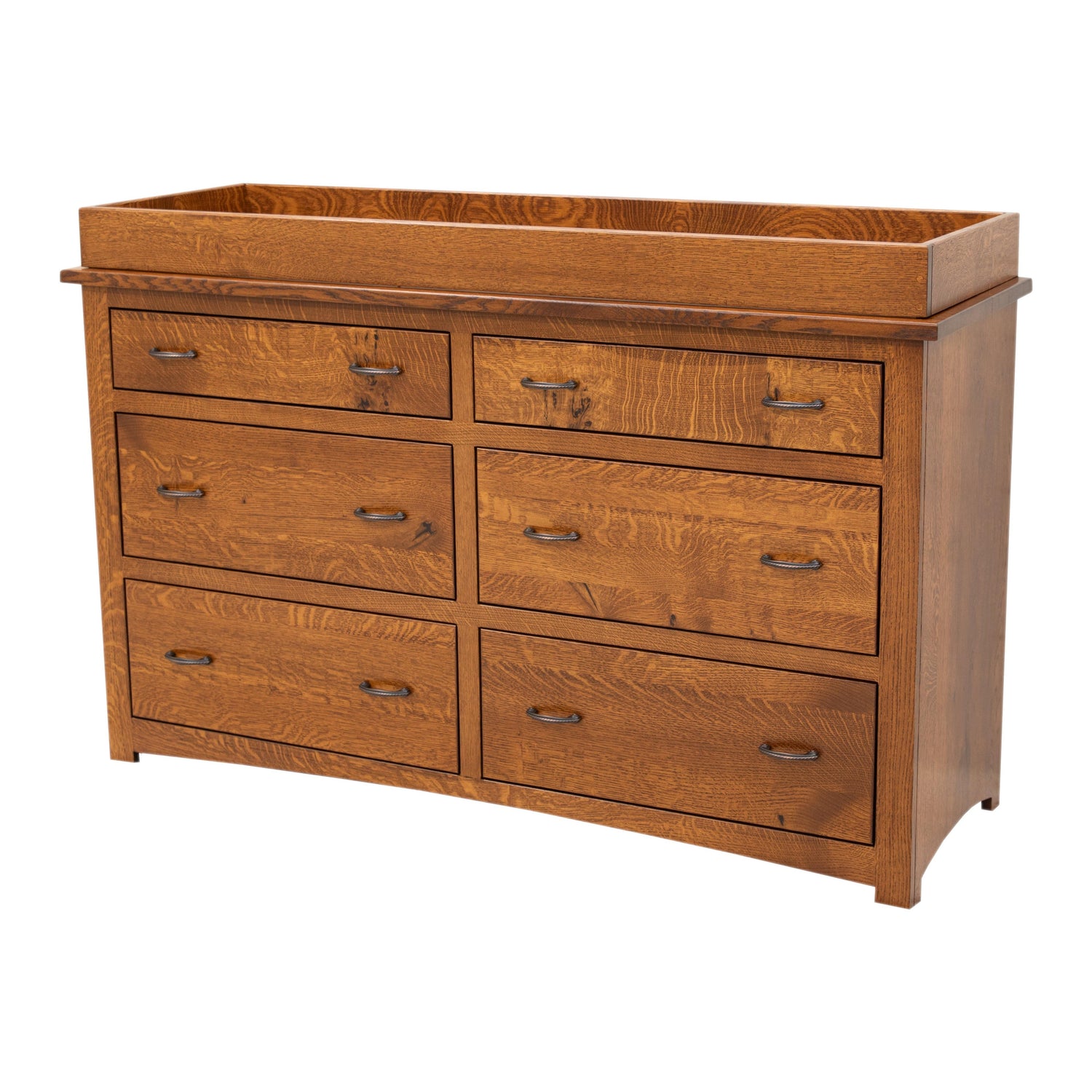 Weston Quarter Sawn White Oak Wood 6-Drawer Nursery Dresser with Changing Topper | MC