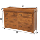 Craftsman Mission Quarter Sawn White Oak Wood 6-Drawer Nursery Dresser with Changing Topper | MC