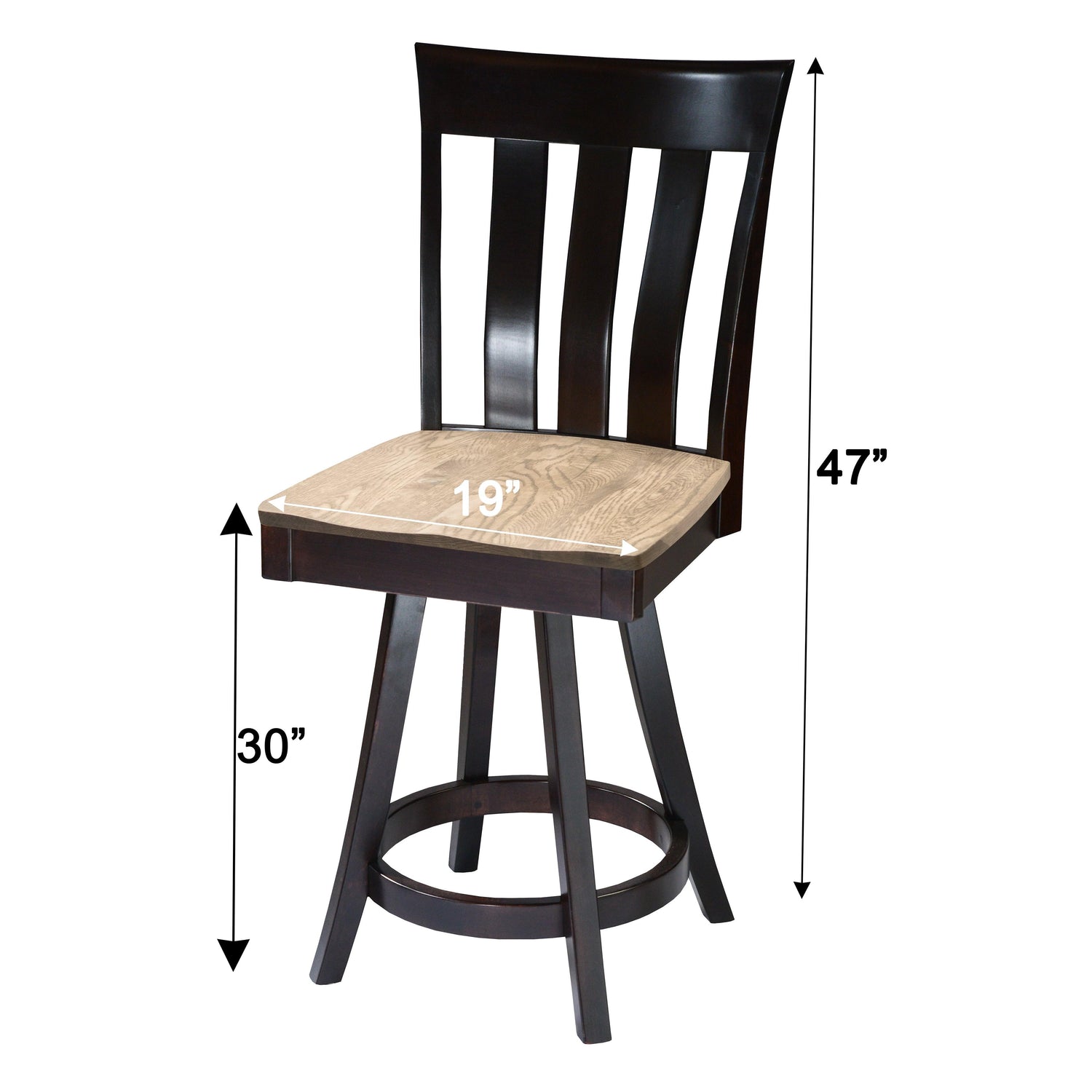 Curlew 24" Black & Wood Swivel Bar Stool | M-EB&RWO-GRB