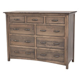 Mission Maple Wood 9-Drawer Tall Dresser | SP