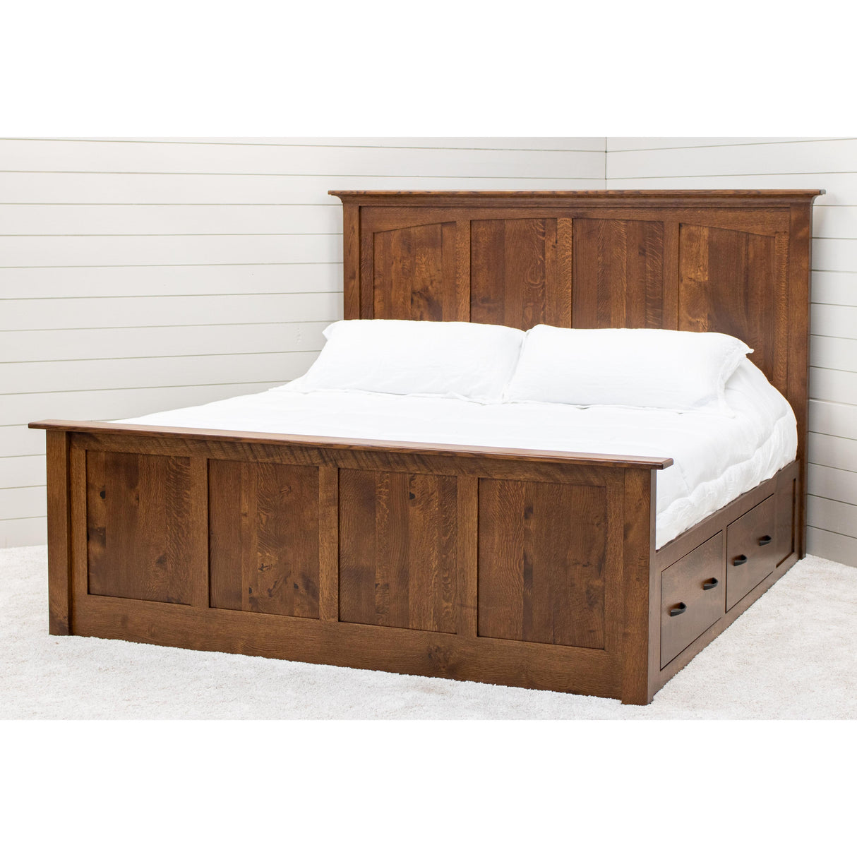 Mission California King Quarter Sawn White Oak Wood Storage Platform Bed | ASB