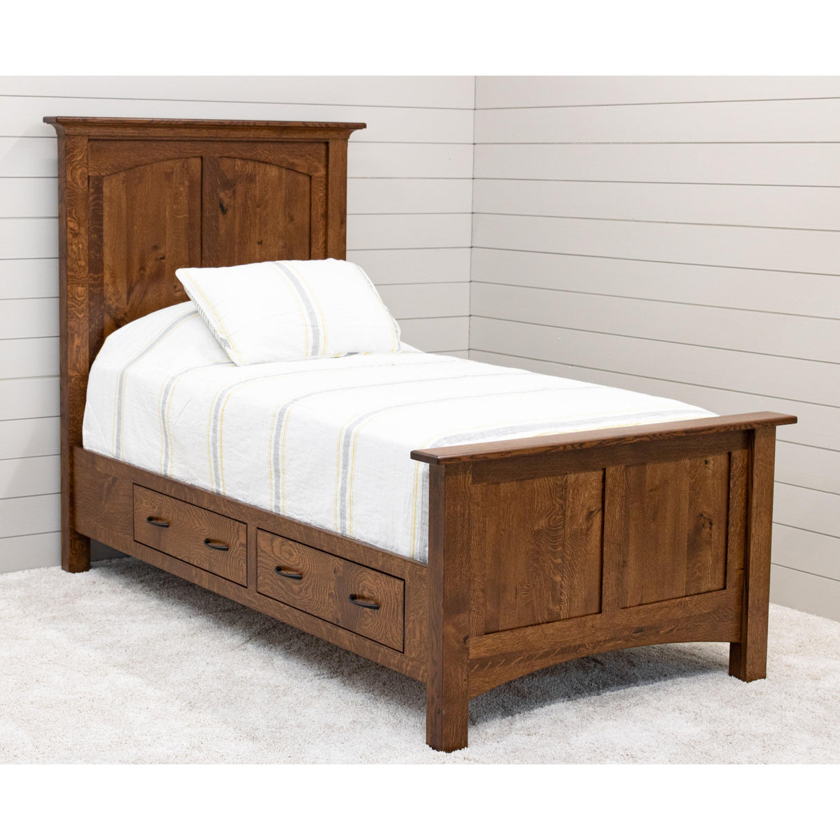 Mission Twin Quarter Sawn White Oak Wood Storage Platform Bed | ASB