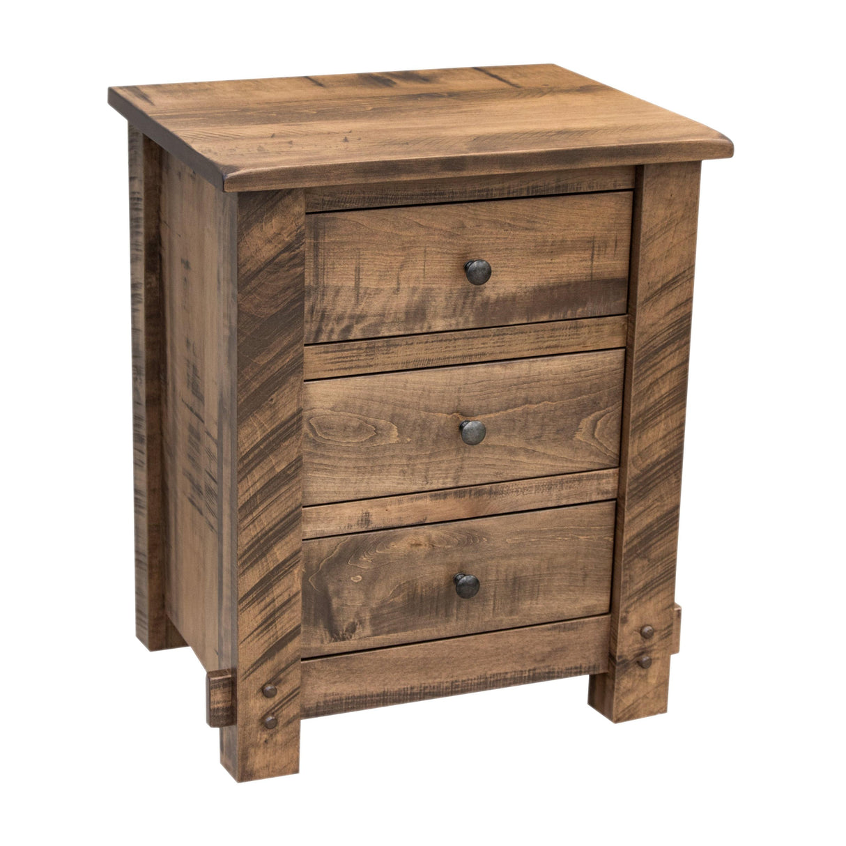 Roughsawn Maple Wood 3-Drawer Nightstand | CO