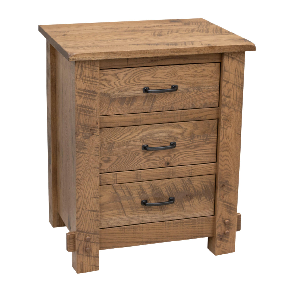 Roughsawn White Oak Wood 3-Drawer Nightstand | WB