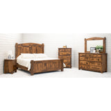 Roughsawn Queen Maple Wood Storage Platform Bed with Arched Headboard | HC