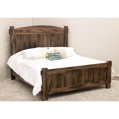 Roughsawn King Maple Wood Storage Platform Bed with Arched Headboard | CO