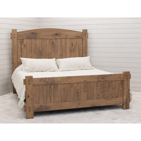 Roughsawn King White Oak Wood Storage Platform Bed with Arched Headboard | WB