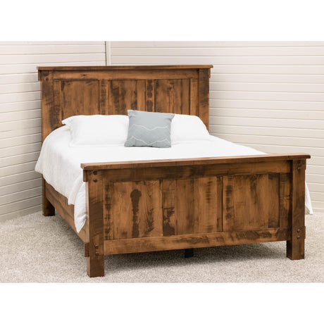 Roughsawn Queen Maple Wood Storage Platform Bed with Straight Headboard | HC