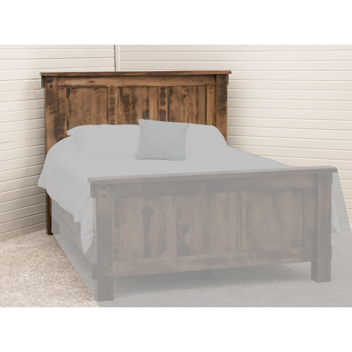 Roughsawn Queen Maple Wood Storage Platform Bed with Straight Headboard | CO
