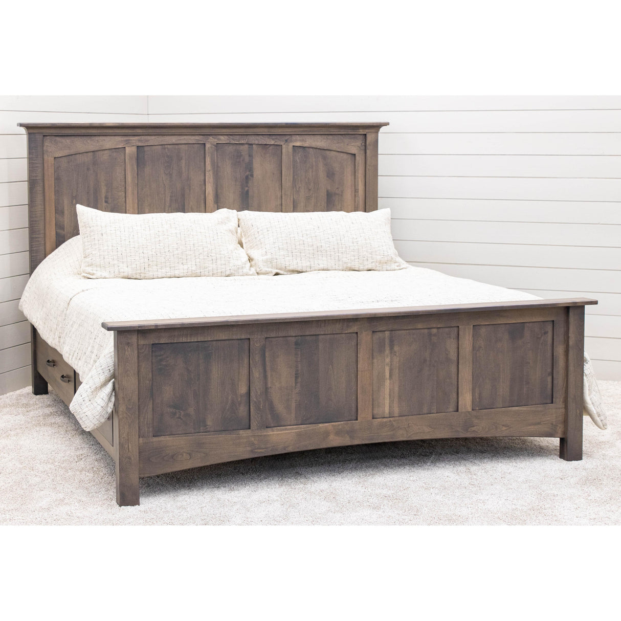 Mission Queen Maple Wood Storage Platform Bed | SP