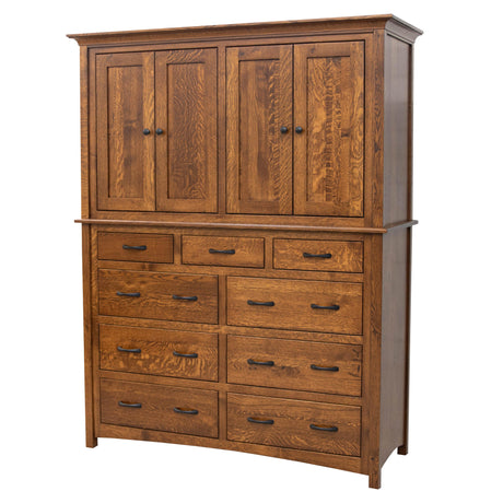Mission Quarter Sawn White Oak Wood Tall Dresser in Cherry Color – Upstate Amish Furniture