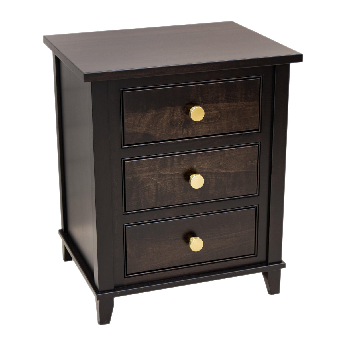 Denali Black Maple Wood 3-Drawer Nightstand | EB