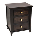 Denali Black Maple Wood 3-Drawer Nightstand | EB