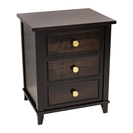 Denali Black Maple Wood 3-Drawer Nightstand | EB