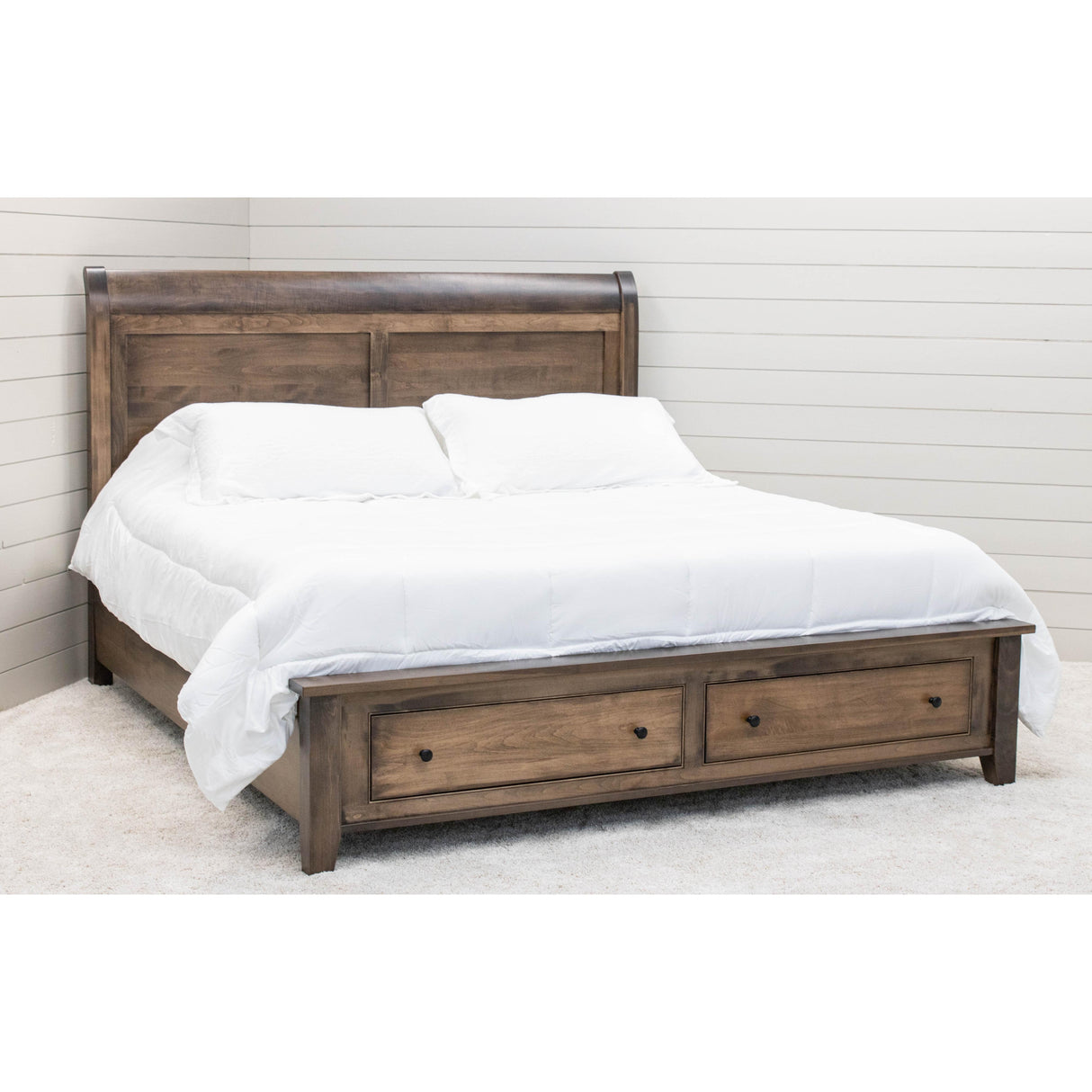 Denali Avondale Sleigh Full Maple Wood Storage Platform Bed | CO