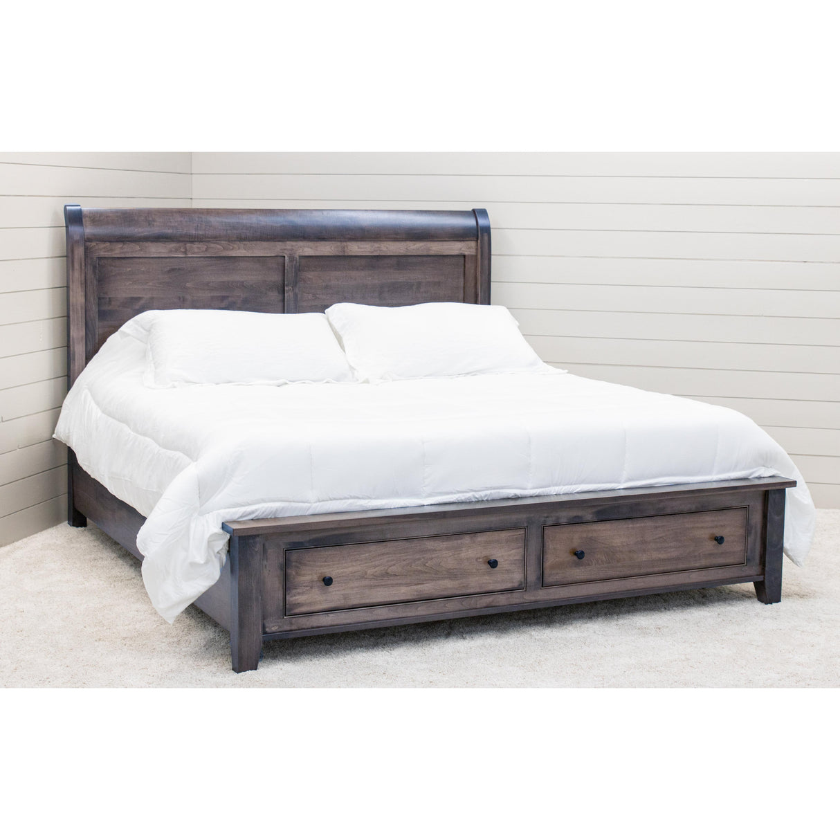 Denali Avondale Sleigh Full Maple Wood Storage Platform Bed | GS