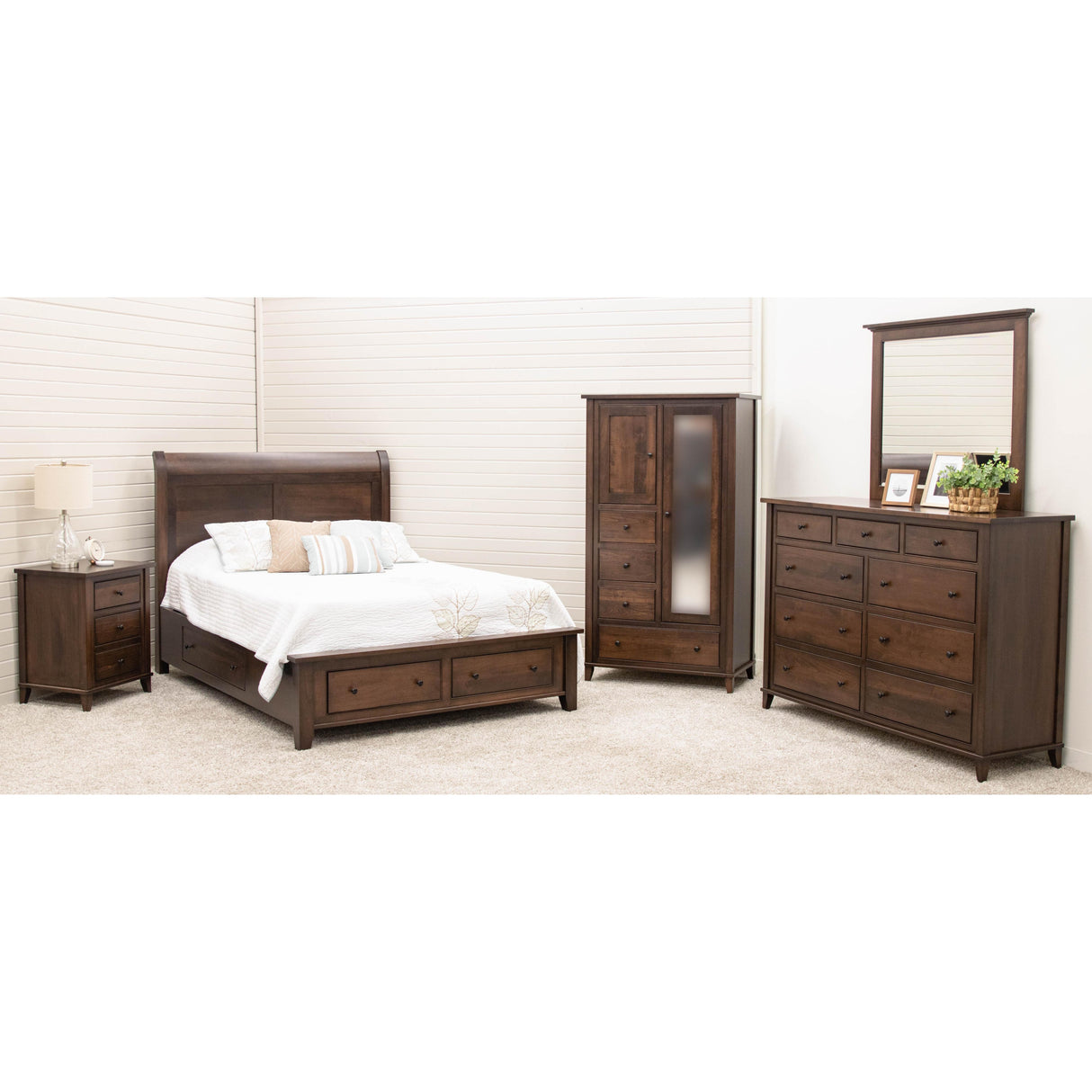 Denali Avondale Sleigh Full Maple Wood Storage Platform Bed | BV