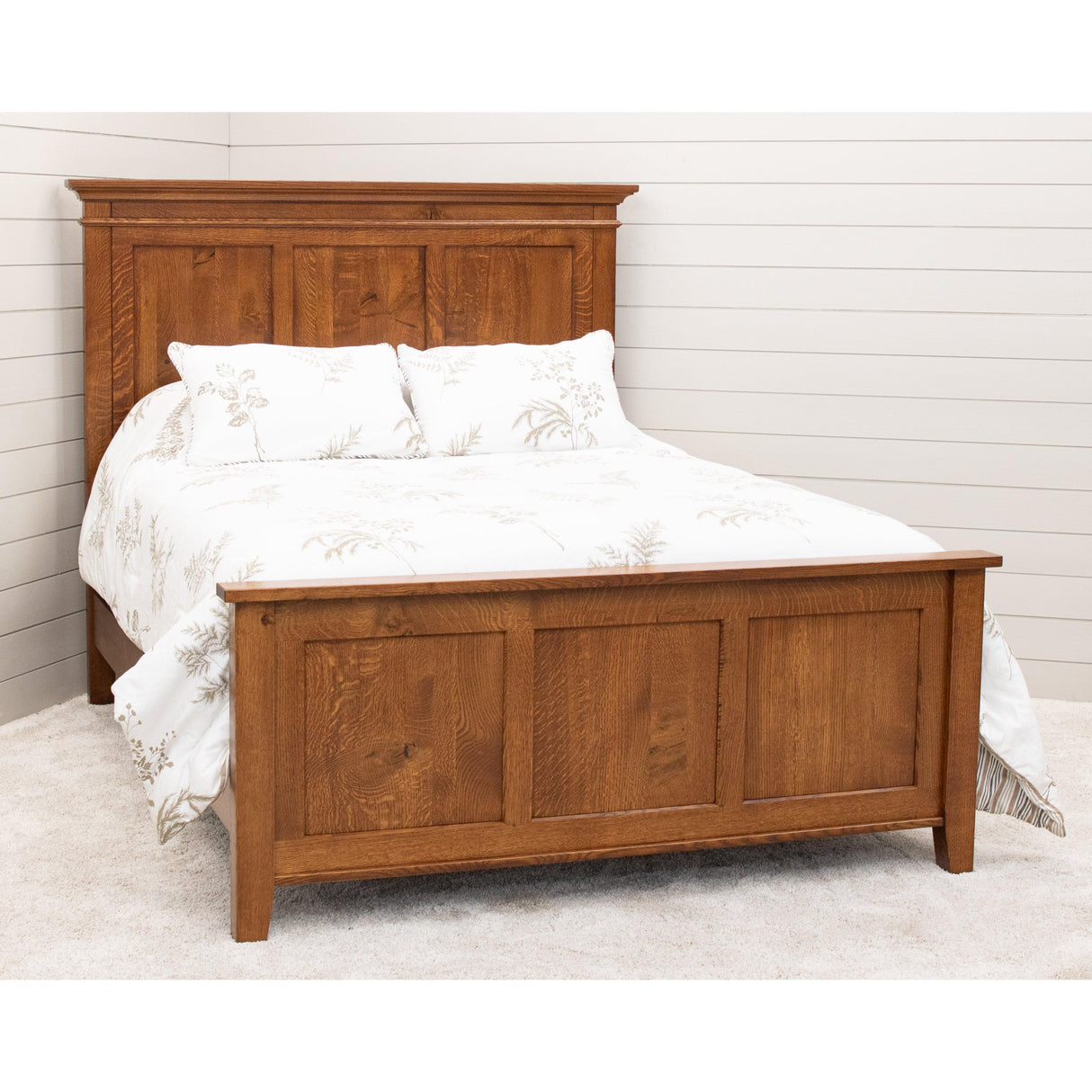Denali King Quarter Sawn White Oak Wood Storage Platform Panel Bed | MC
