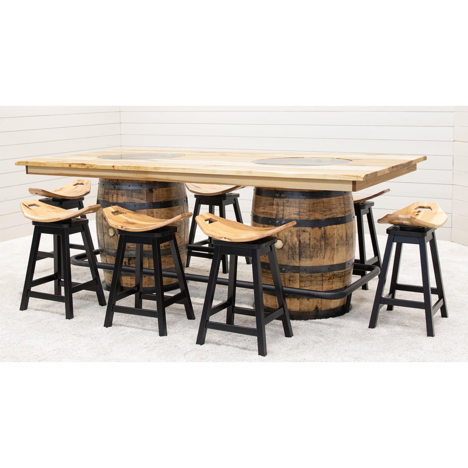 Whiskey Hickory Wood Double Barrel Pub Table | NAT