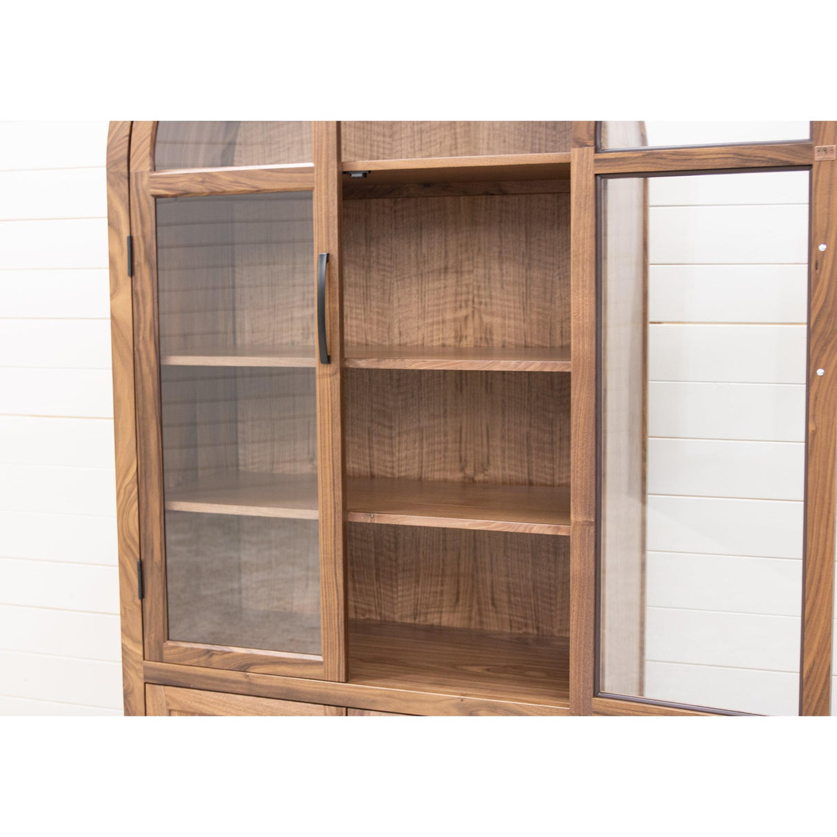 Wilmington Walnut Wood Arched Display Cabinet | NAT