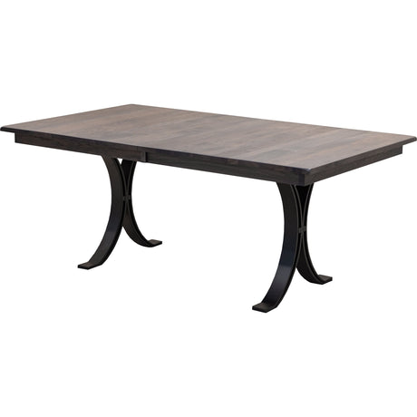 Eclipse Hickory Extending Table Set with Metal Base for 6-10