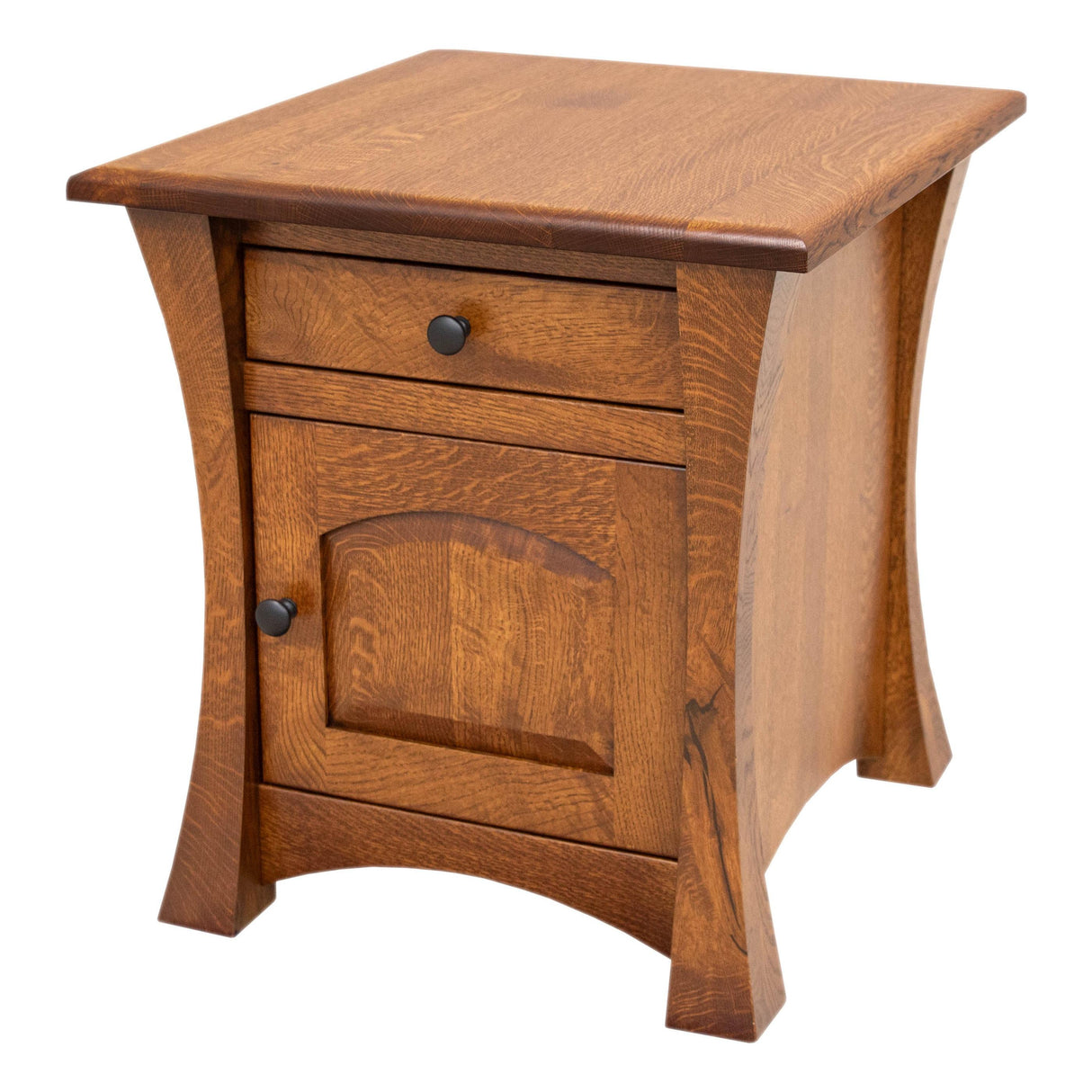 Brooklyn Quarter Sawn White Oak Wood Large Square Enclosed End Table | MC
