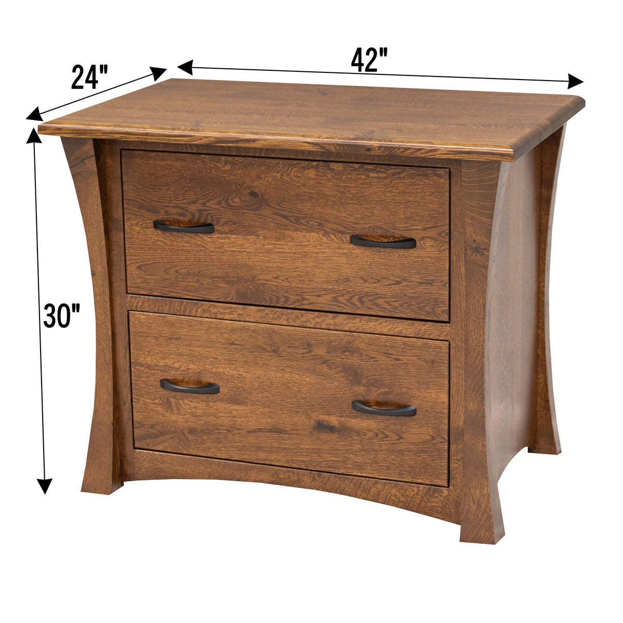 Brooklyn Quarter Sawn White Oak Wood 2-Drawer Lateral File Cabinet | ASB