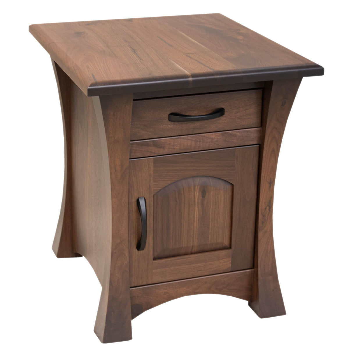 Brooklyn Walnut Wood Large Square Enclosed End Table | CO