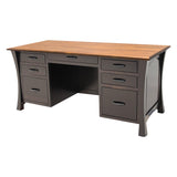 Brooklyn Black & Elm Wood Executive Desk with Panels | M-EB&E-MC