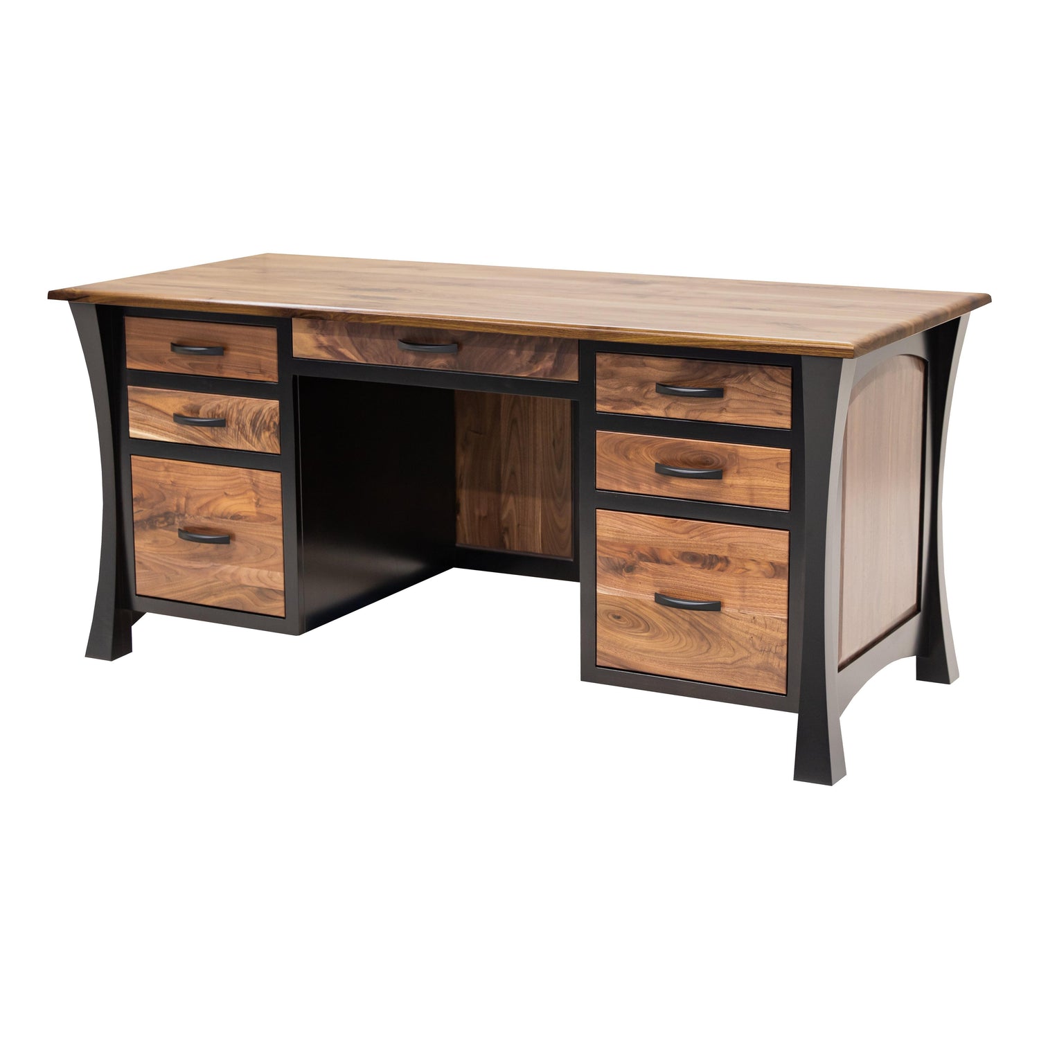 Brooklyn Black & Wood Executive Desk with Panels | M-EB&W-NAT