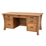 Brooklyn Oak Wood Executive Desk with Panels | HC