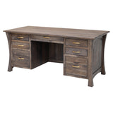 Brooklyn Hickory Wood Executive Desk with Panels | GS
