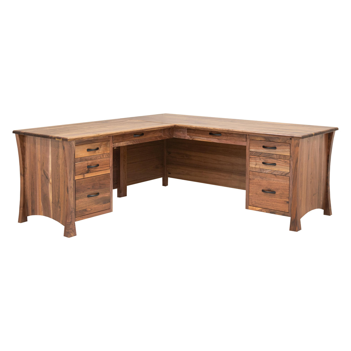 Brooklyn Walnut Wood L Desk | NAT