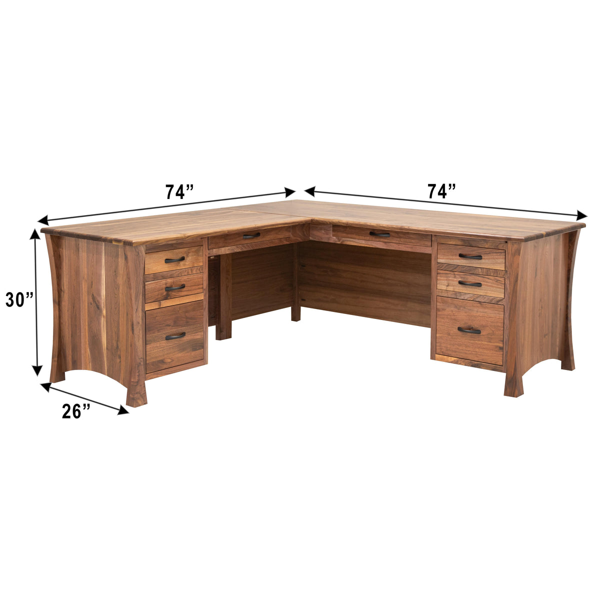 Brooklyn Walnut Wood L Desk | NAT