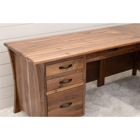 Brooklyn Walnut Wood L Desk | NAT