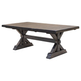Farmhouse Trestle White Oak Dining Set with Leaf for 6-10