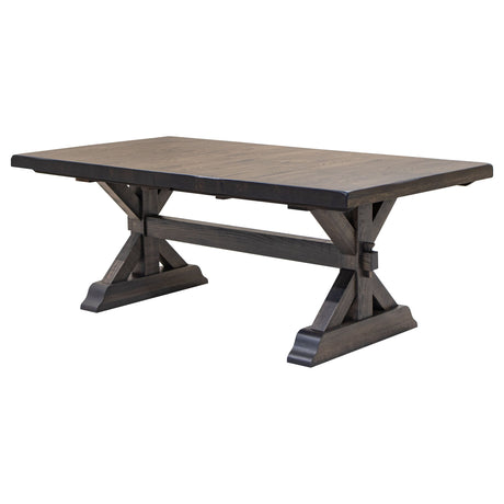 Farmhouse Trestle White Oak Dining Set with Leaf for 6-10