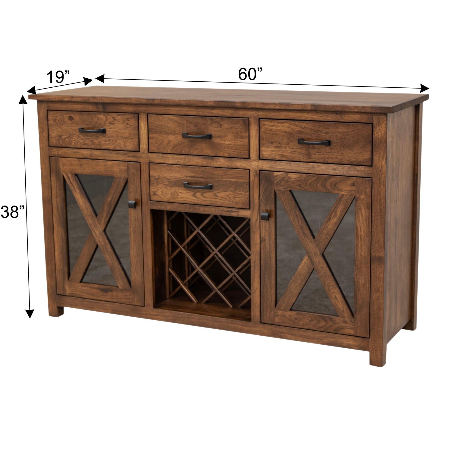 Farmhouse Hickory Wood Wine Buffet | BV