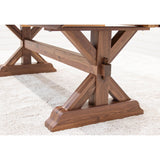 Farmhouse Trestle Walnut Wood Extending Dining Table with Built-Down Top | NAT