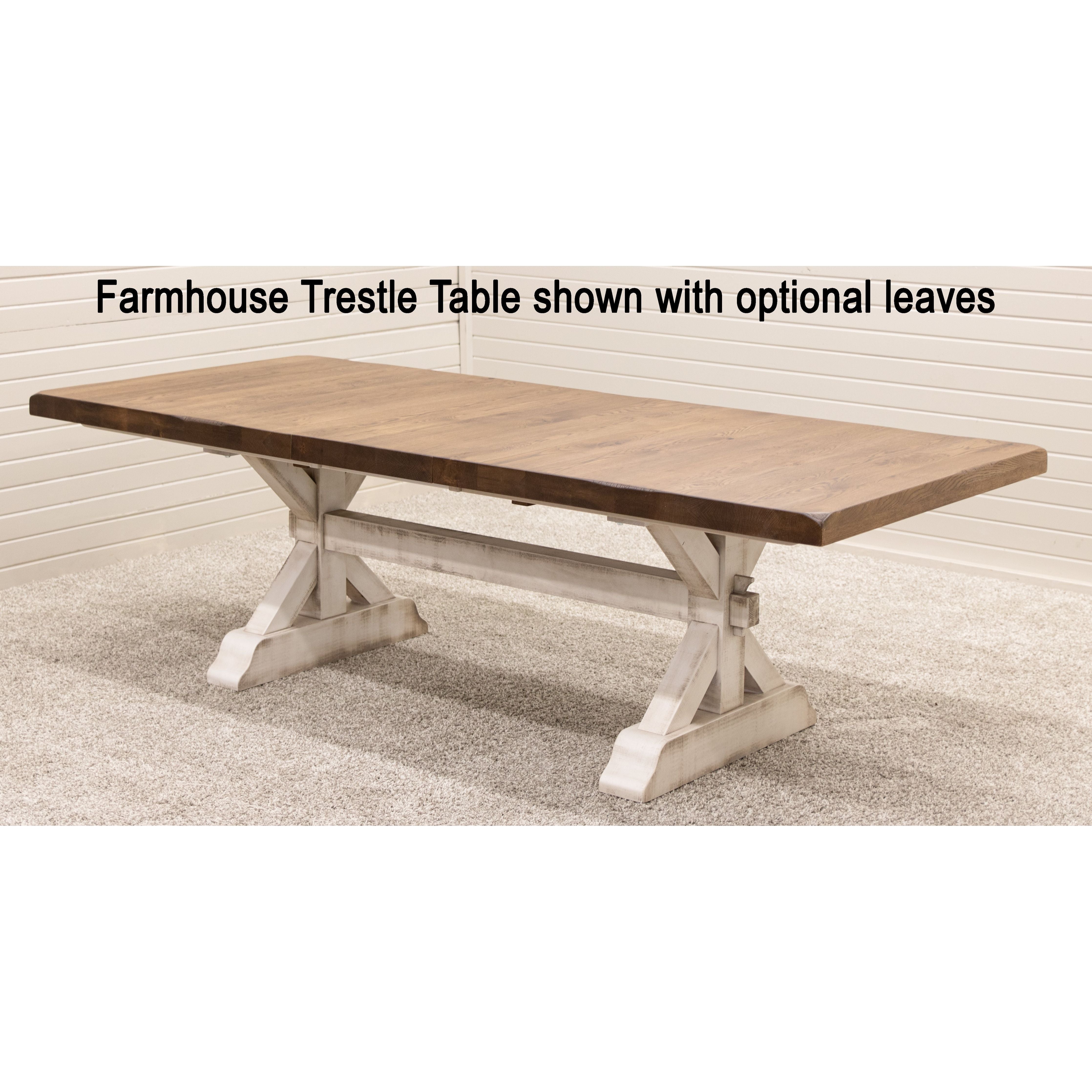 Farmhouse Trestle White & Wood Extending Dining Table with
