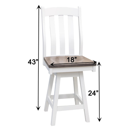 Fostoria White & Wood 24" Swivel Bar Stool | M-DW&RWO-GRB