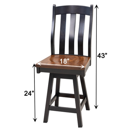 Fostoria Black & Wood 24" Swivel Bar Stool | M-EB&E-MC