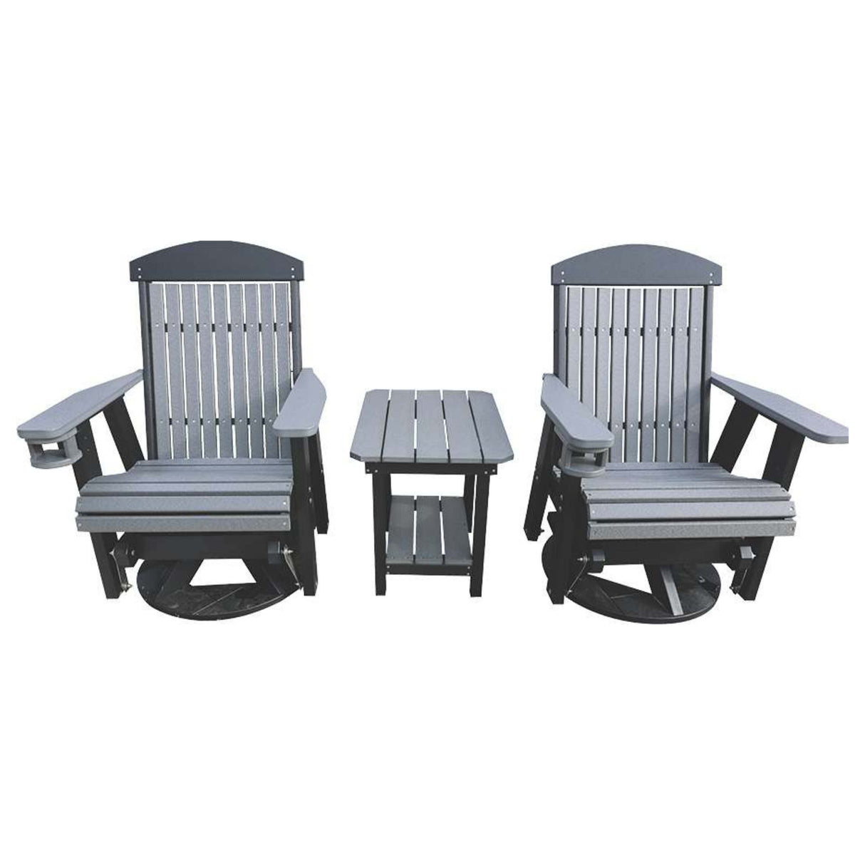 Gateway Amish Outdoor Swivel Glider Rocker - Dark Gray & Black