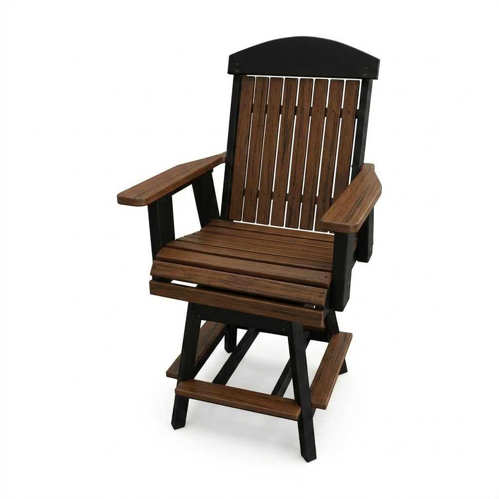 Gateway Poly Amish Outdoor Swivel Bar Stool - Brazilian Walnut & Black