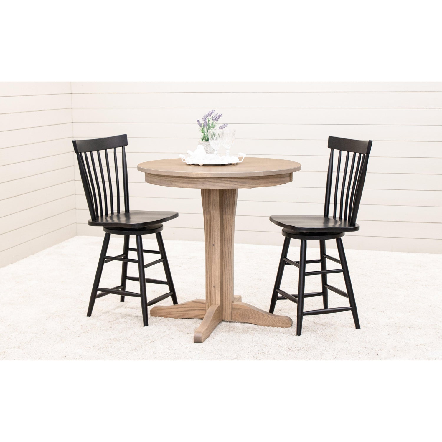 Millcreek Black Windsor Maple Wood 24" Swivel Bar Stool | EB