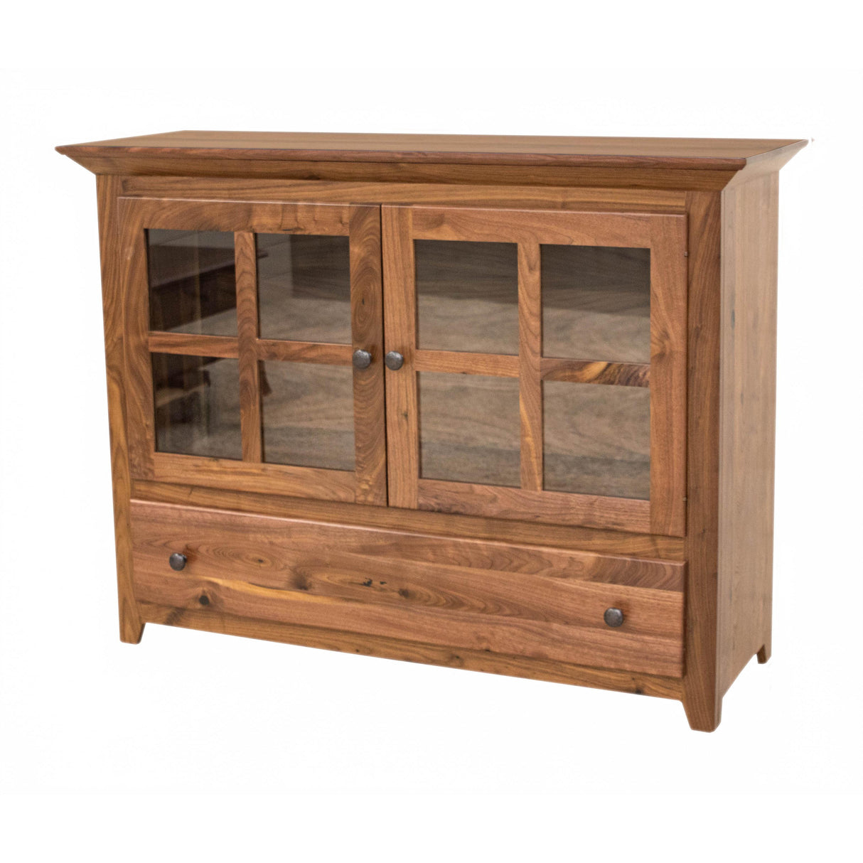 Half Mission Grid Walnut Oak Wood Cabinet | NAT