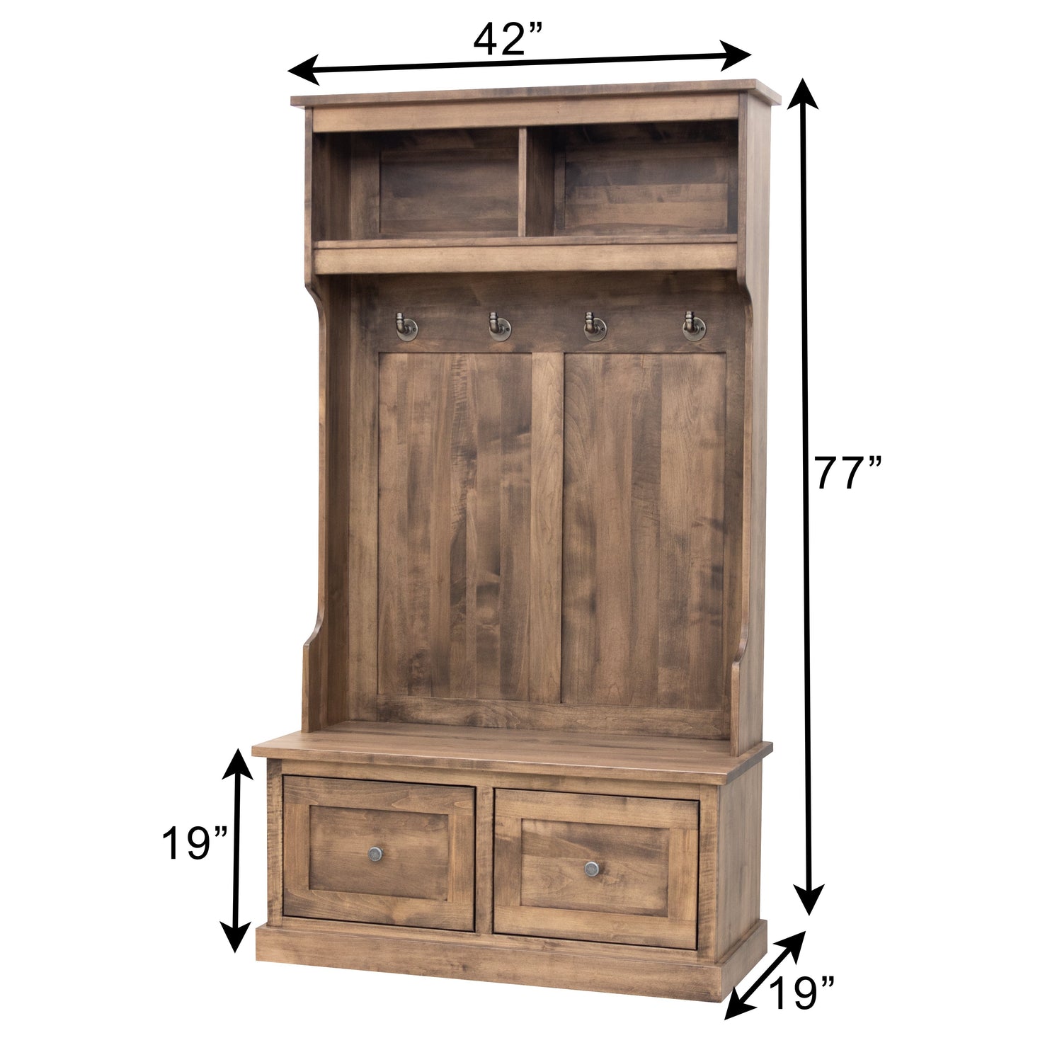 Hartford Maple Wood Hall Tree Bench | CO