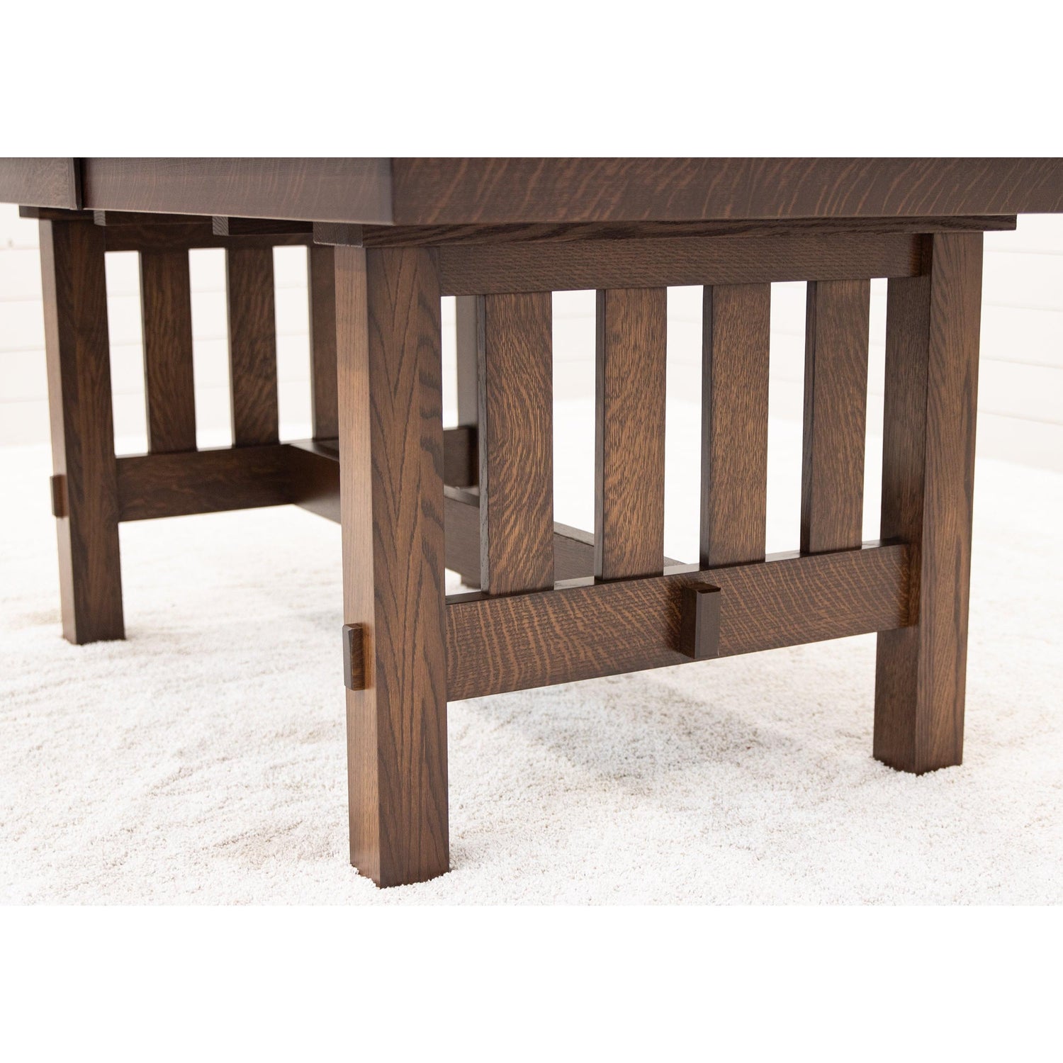Heavy Mission Quarter Sawn White Oak Wood Extending Dining Table | BV
