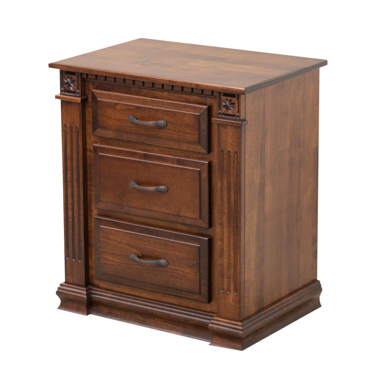Heirloom Maple Wood 3-Drawer Nightstand | ASB