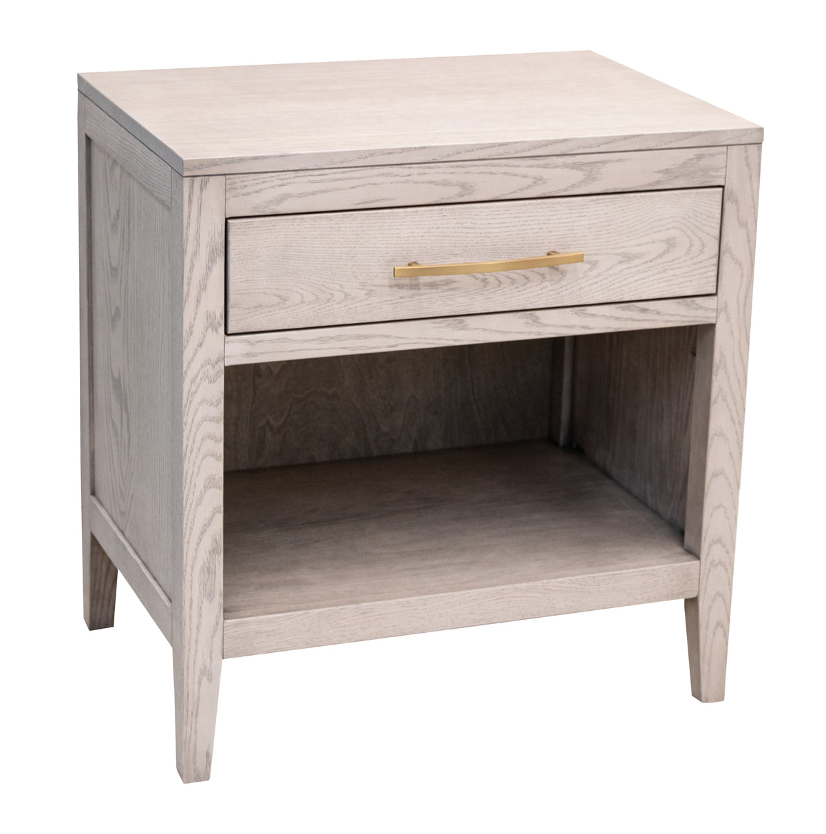 Hilton Oak Wood 1-Drawer Open Nightstand | SS